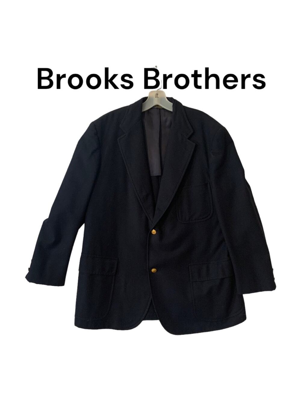 Brooks Brothers mens 46 ML navy suit jacket gold buttons wool vintage 70s busine